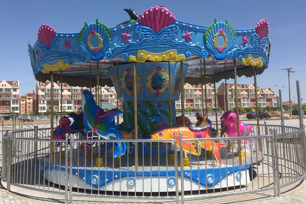Animal theme carousel horse for sale including lion, swan, and unicorn designs for amusement park rides