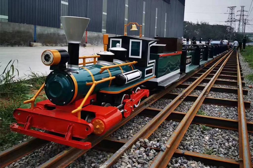 Small diesel mini train with track for children amusement rides in parks