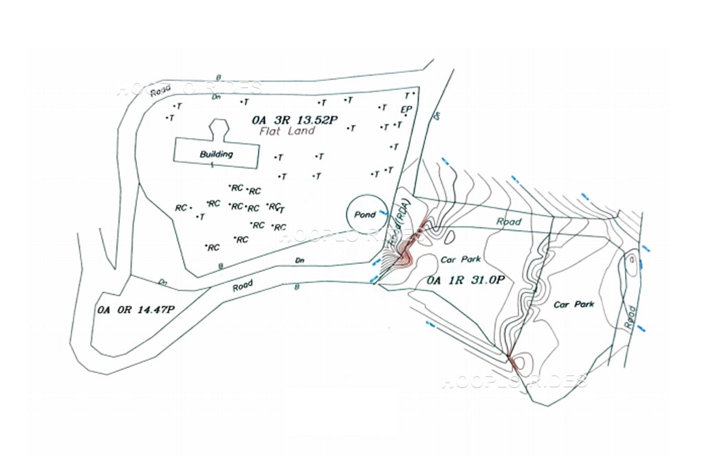 Design drawing showing the land size and layout for a water park project