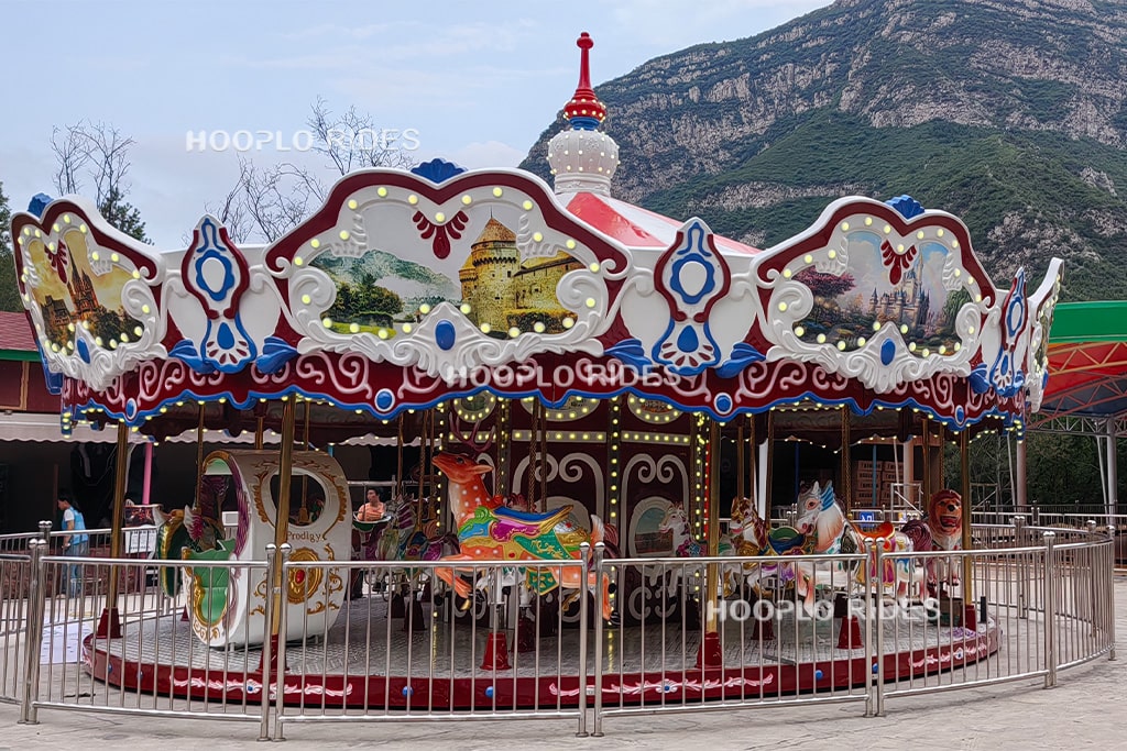 New carousel ride installed at amusement park in Shandong China