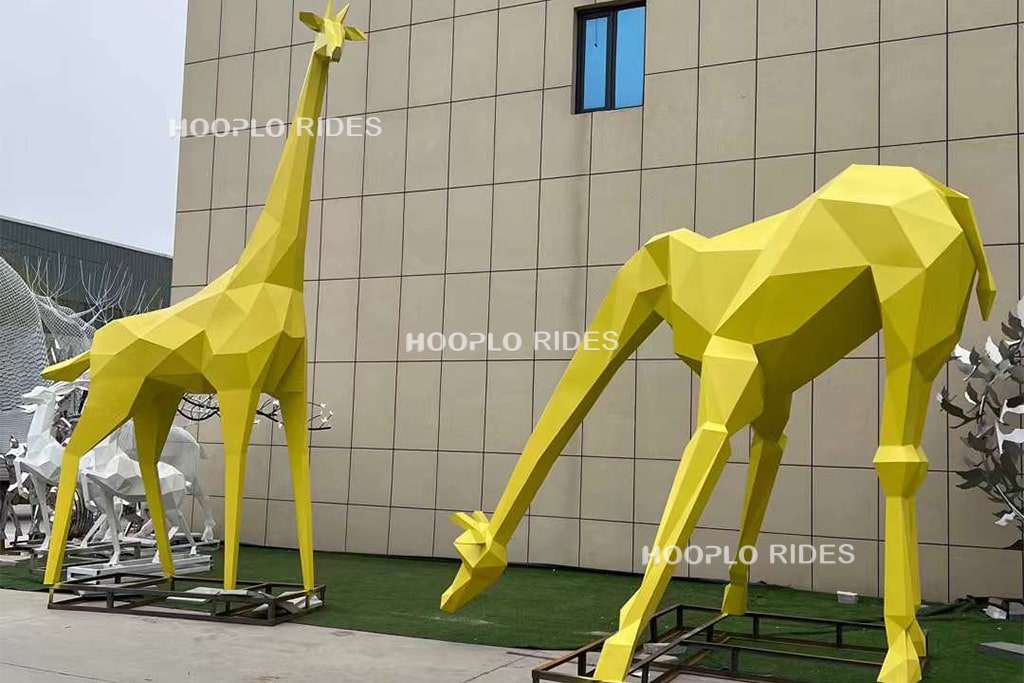 Pair of garden deer statues displayed together