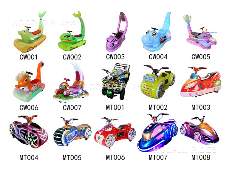 Kids Square Car multiple designs showing 15 different styles for children