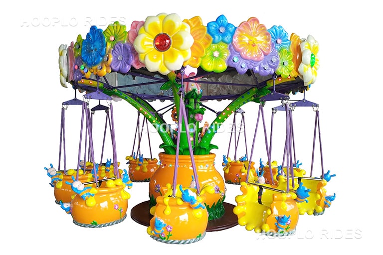 Mini swing carousel ride designed with bee decorations