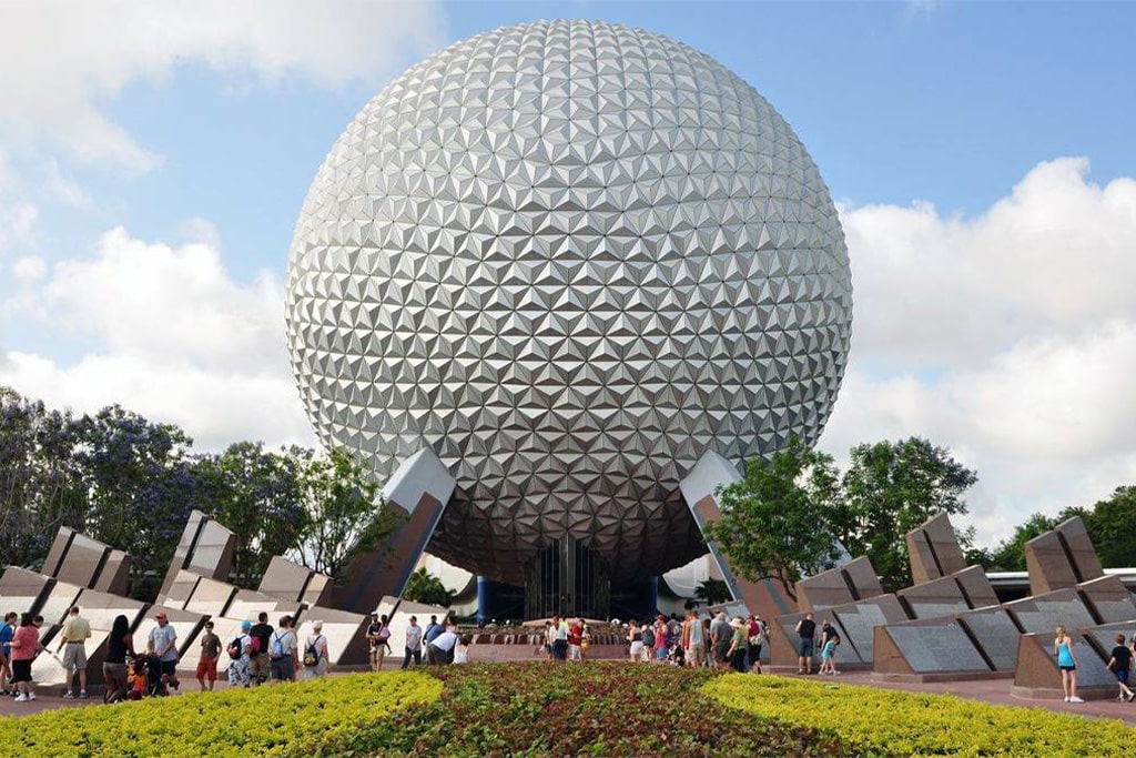 Epcot theme park in Florida showcasing futuristic attractions, world showcase pavilions, and interactive experiences