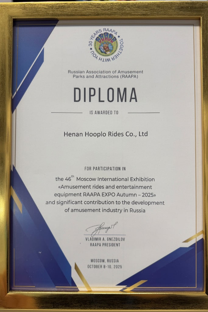 Hooplo Rides exhibitor certificate at RAAPA EXPO Autumn 2025