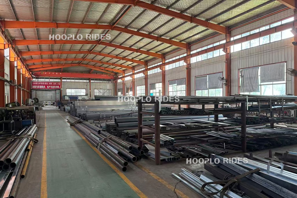 Indoor playground steel processing workshop ensuring safety and structural quality