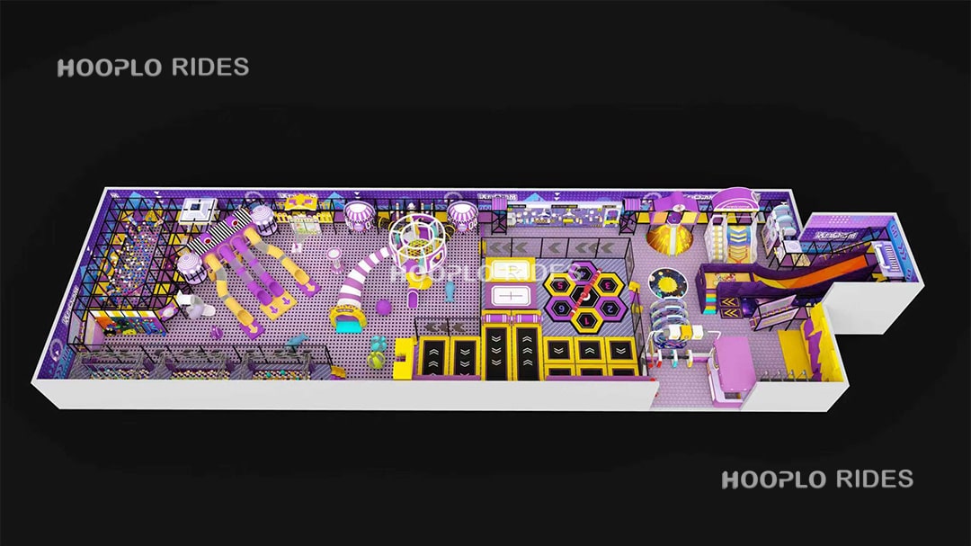 Full 3D overview of the Uzbekistan 1000㎡ indoor playground layout design