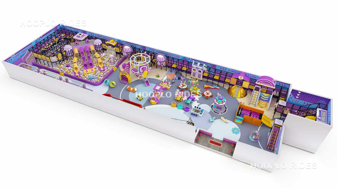 Top view of the large 1000㎡ indoor playground design in Uzbekistan mall
