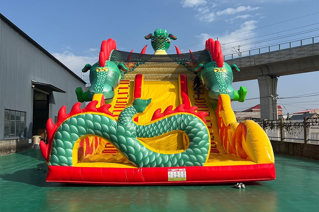 Custom Dragon Inflatable Slide for Georgia Client – Factory Test Before Delivery
