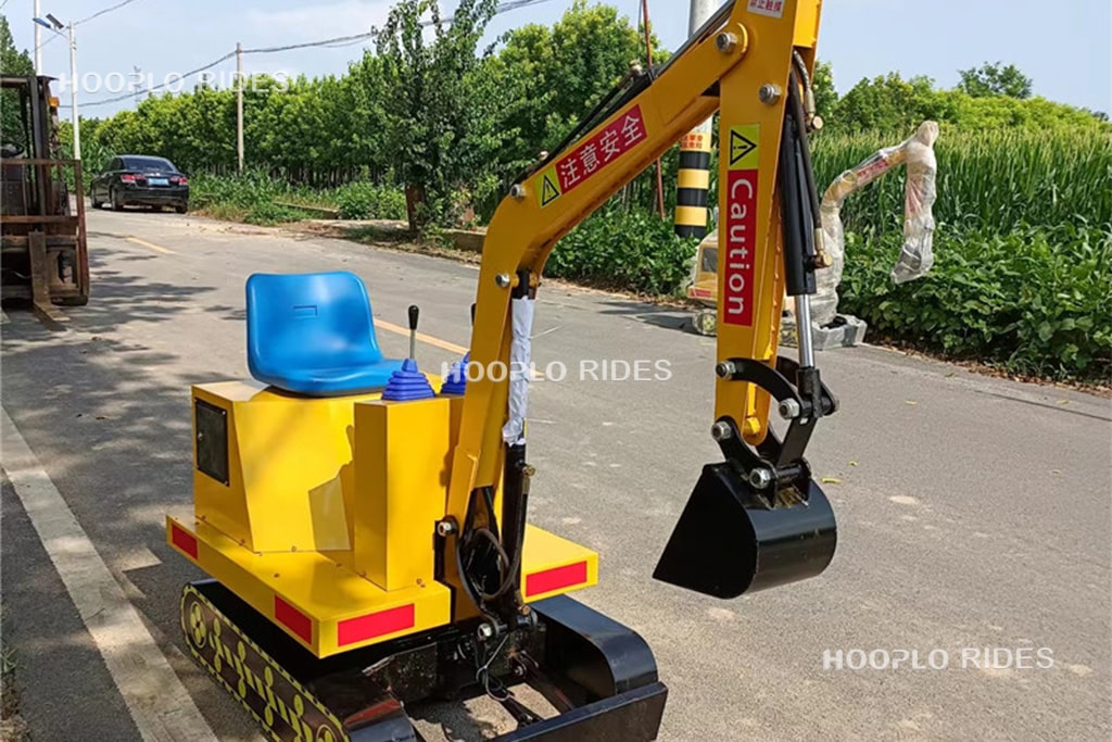 Children excavator ride amusement machine designed for kids playgrounds and play areas