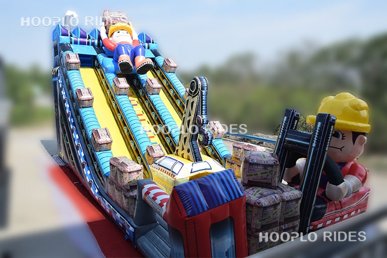 Engineer theme inflatable slide with a front design suitable for kids inflatable amusement parks