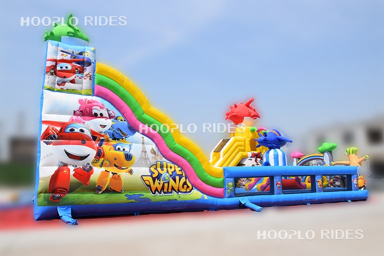 Side view of Peter Pan inflatable slide highlighting slide height and overall inflatable structure