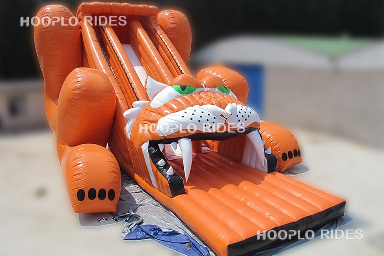 Front view of tiger inflatable slide for inflatable amusement parks and children playgrounds
