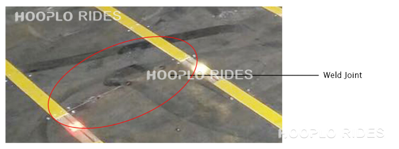 Welding and surface grinding process to create a smooth and safe bumper car arena floor