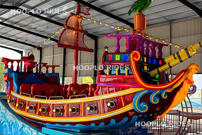16 seat medium pirate ship ride installed in amusement park, compact commercial swinging attraction