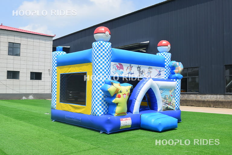 Right view of Pikachu themed inflatable bounce, small inflatable bounce house