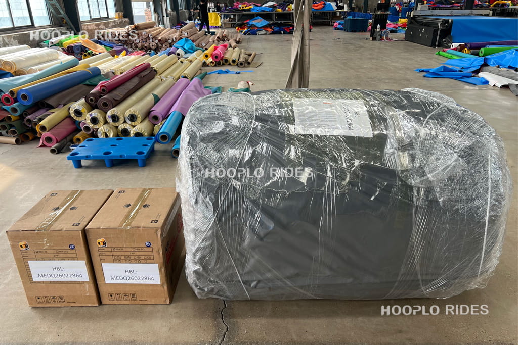 Rainbow Animal Park Inflatable Playground fully packed and ready for shipment