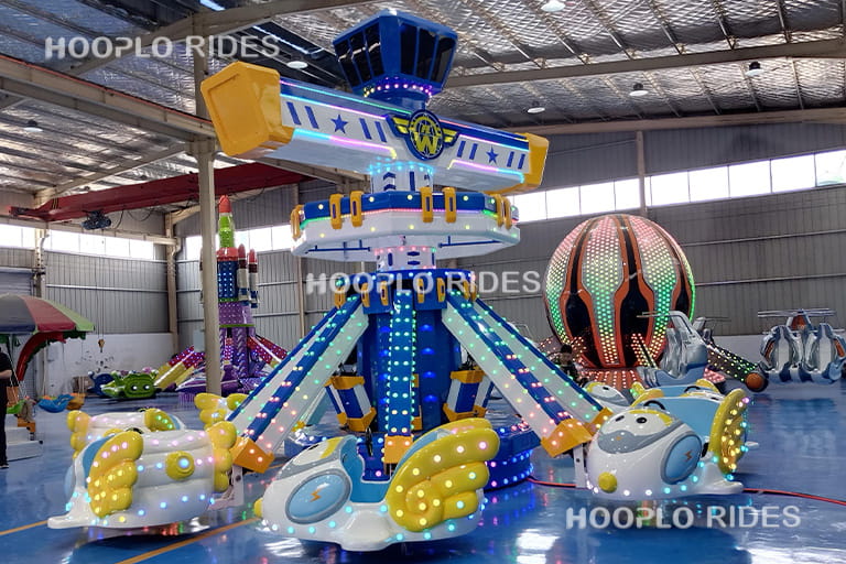 Galaxy flight themed self-control plane ride with modern structure and eye-catching LED lighting.