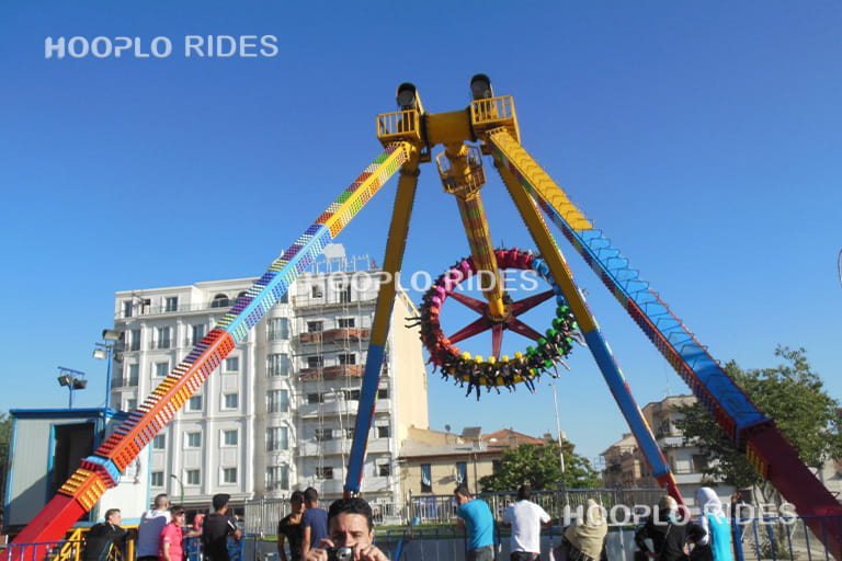 30-seat pendulum ride attraction in a theme park, large amusement pendulum ride with exciting swinging motion