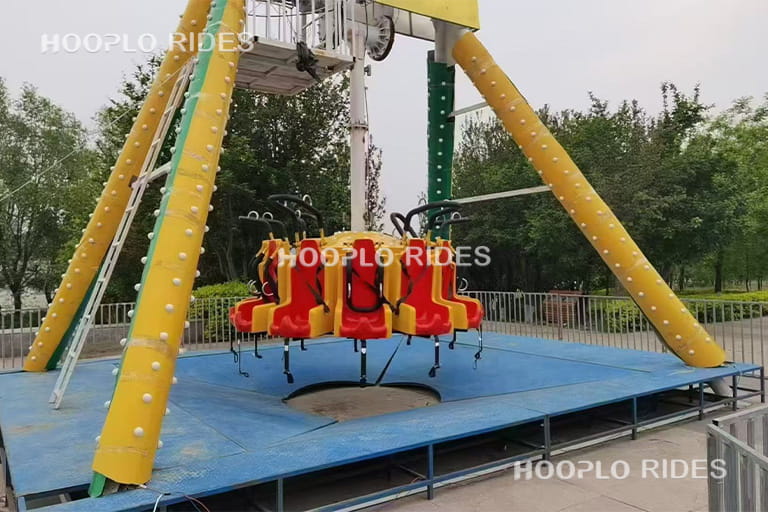 12-seat mini pendulum ride installed in an amusement park, popular swinging ride attraction for families and kids
