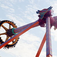 Pendulum ride operating in an amusement park