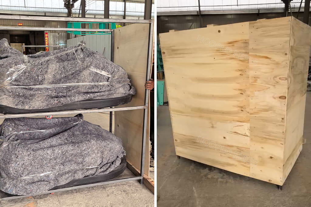 Export plywood wooden crate packaging for drift bumper cars, finished packing before shipment to Nur-Sultan Kazakhstan